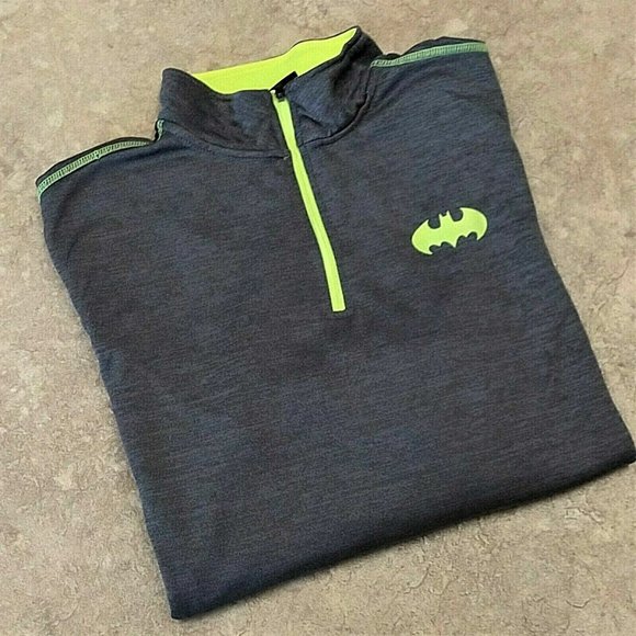 Official BATMAN 1/4 Zip Gray Pullover Sweatshirt Jacket Size Large - Picture 2 of 2